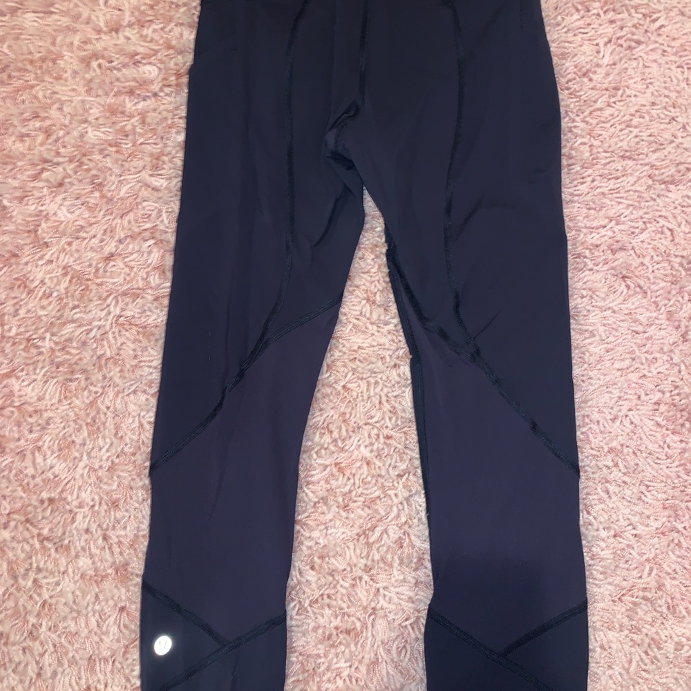 Navy Cropped Lululemon Leggings Size 4
